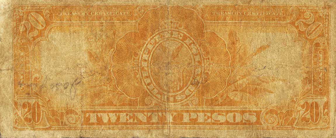 Back of Philippines p63A: 20 Pesos from 1918