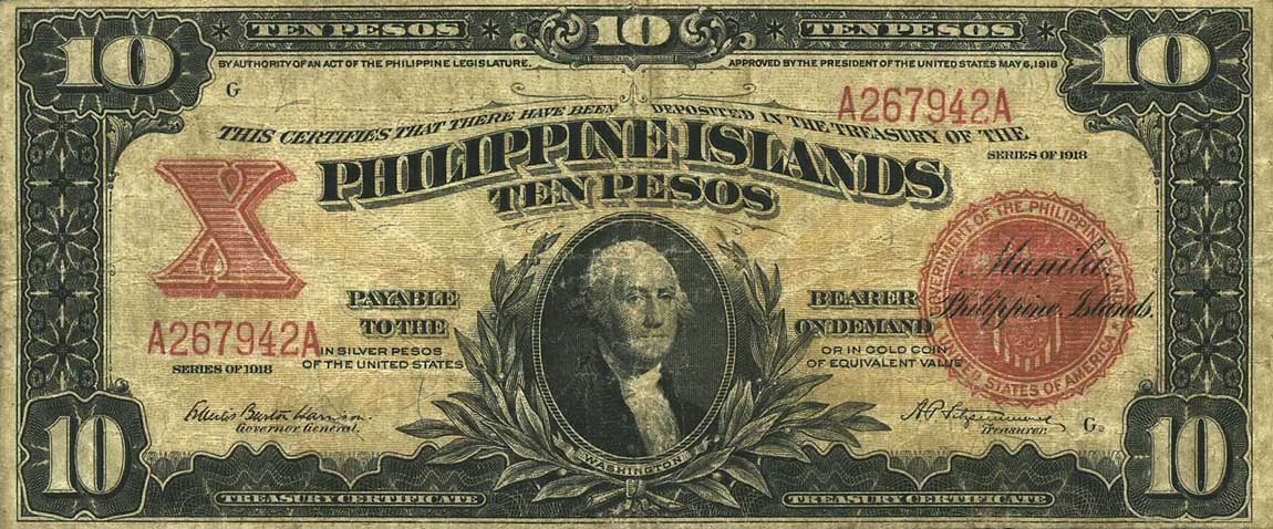 Front of Philippines p63a: 10 Pesos from 1918