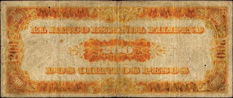Back of Philippines p6: 200 Pesos from 1908
