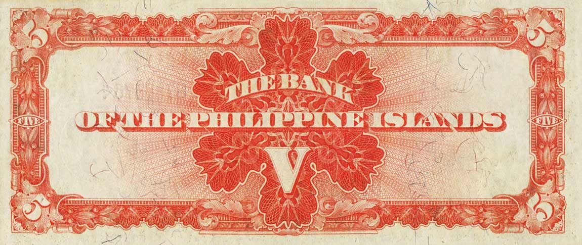 Back of Philippines p7a: 5 Pesos from 1912