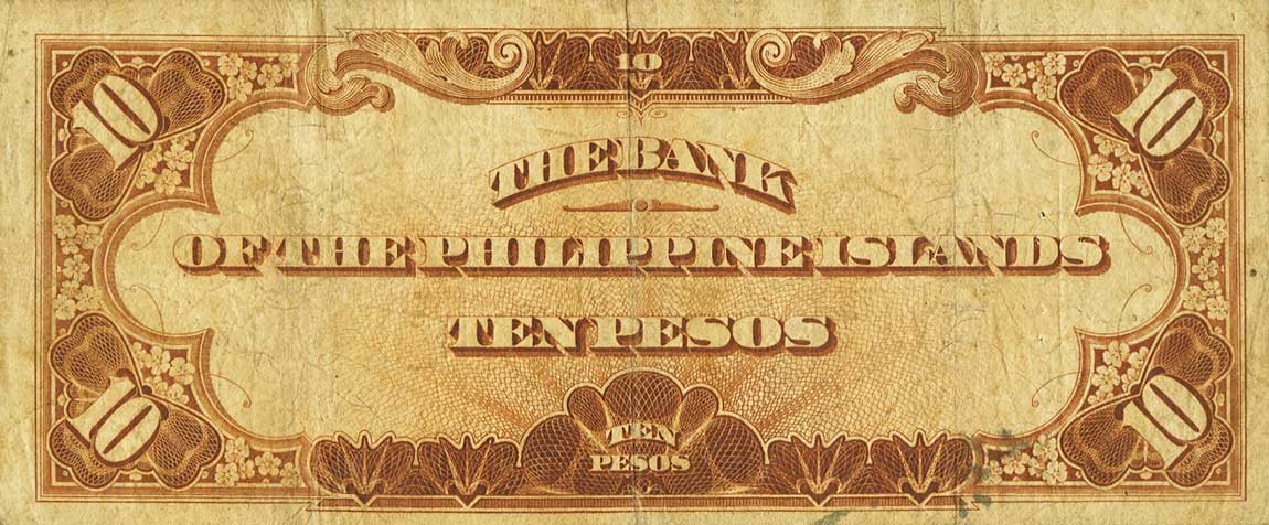 Back of Philippines p8b: 10 Pesos from 1912