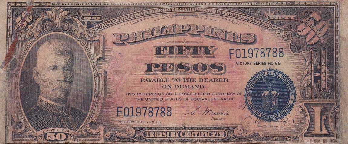 Front of Philippines p99a: 50 Pesos from 1944