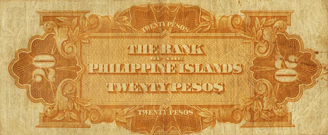 Back of Philippines p9a: 20 Pesos from 1912