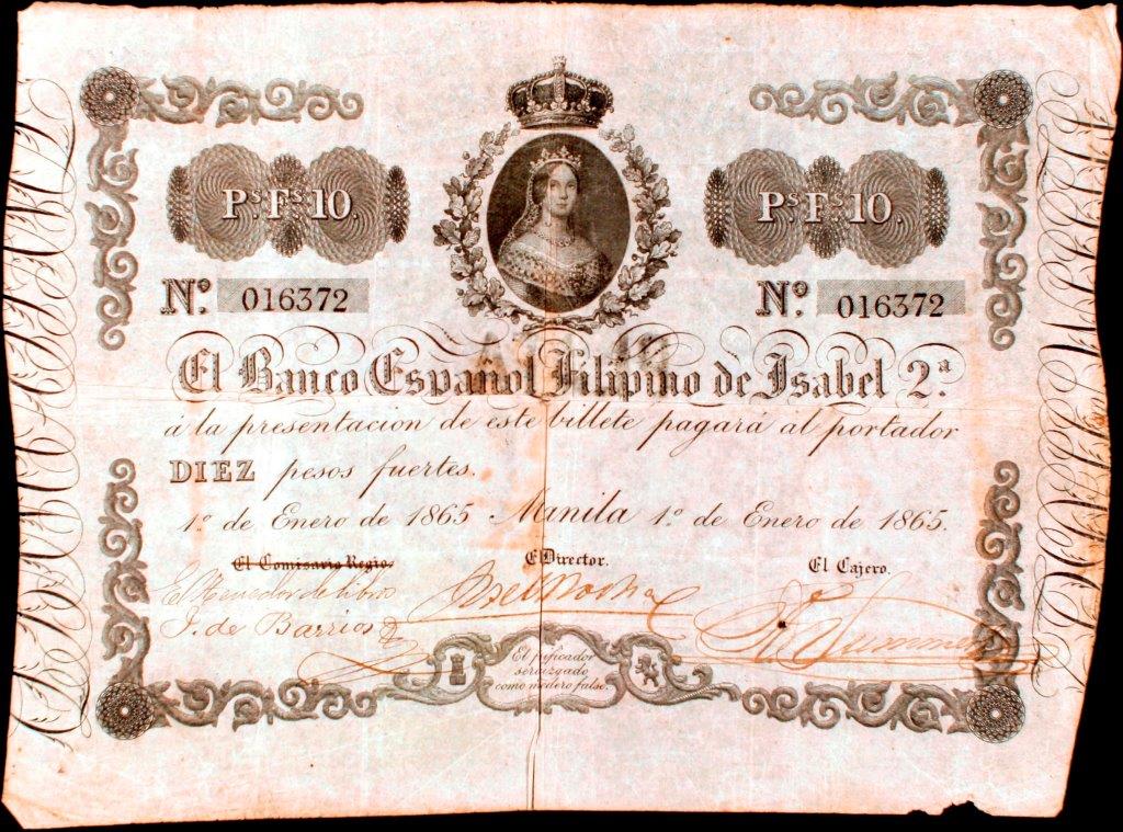 Front of Philippines pA1a: 10 Pesos from 1852