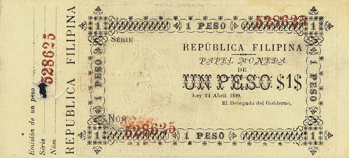 Front of Philippines pA28a: 1 Peso from 1899
