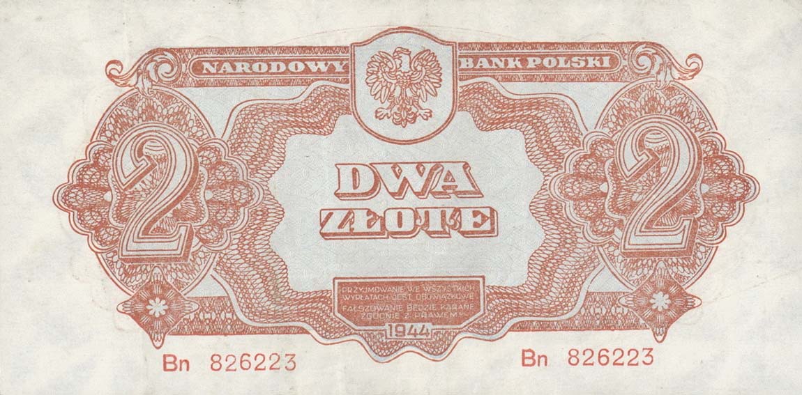 Front of Poland p107a: 2 Zlotych from 1944