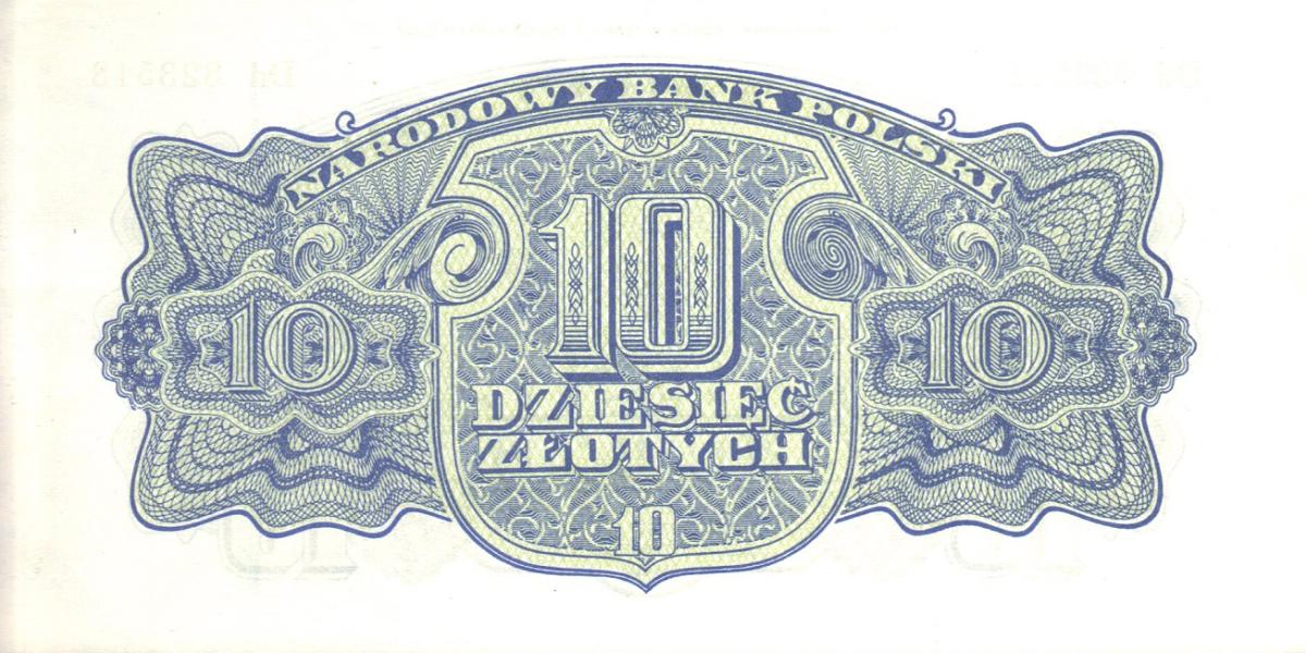 Back of Poland p111b: 10 Zlotych from 1974