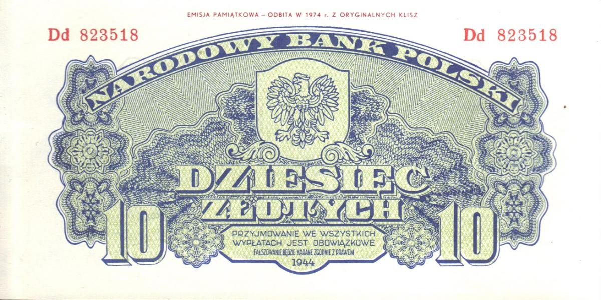 Front of Poland p111b: 10 Zlotych from 1974