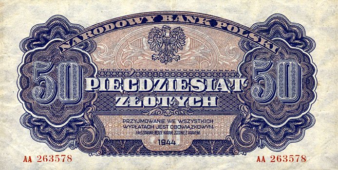 Front of Poland p114: 50 Zlotych from 1944