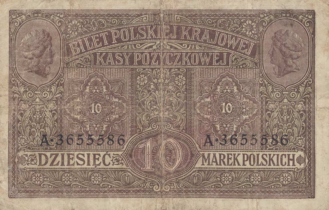 Back of Poland p12: 10 Marek from 1917