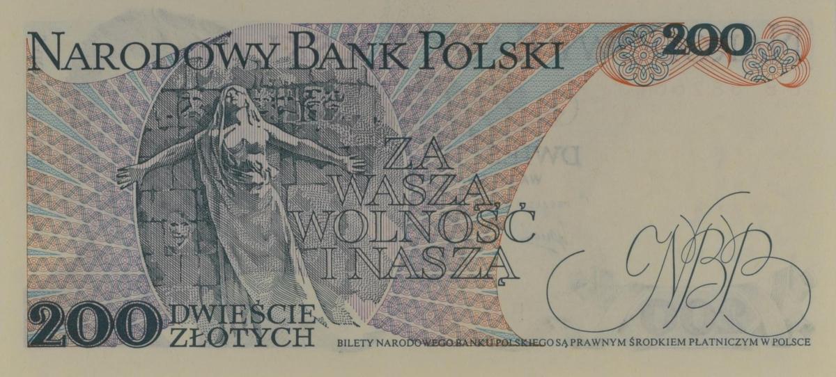 Back of Poland p144b: 200 Zlotych from 1979