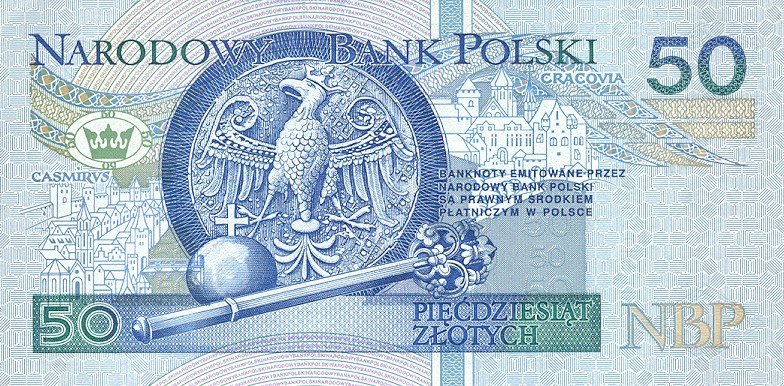 Back of Poland p175a: 50 Zlotych from 1994