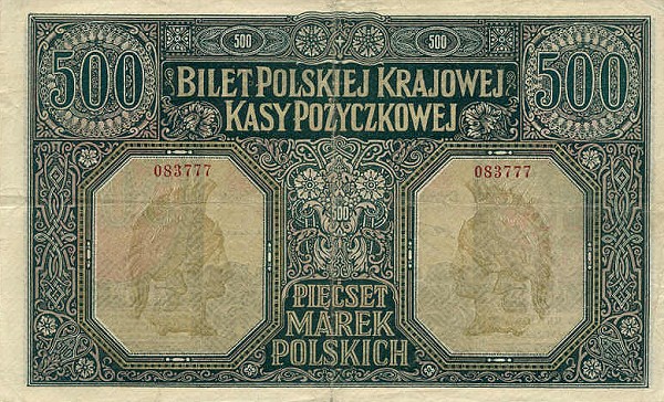 Back of Poland p18: 500 Marek from 1919