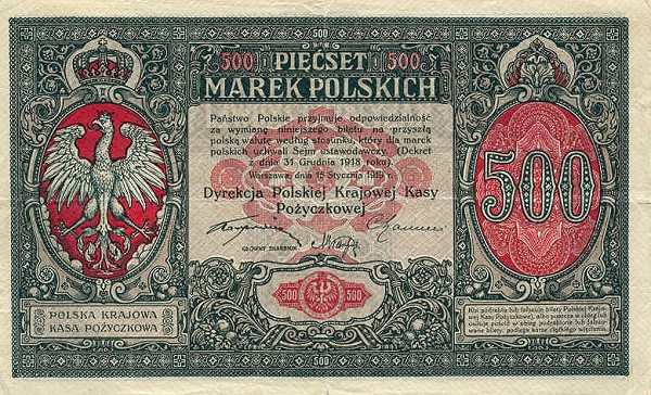 Front of Poland p18: 500 Marek from 1919