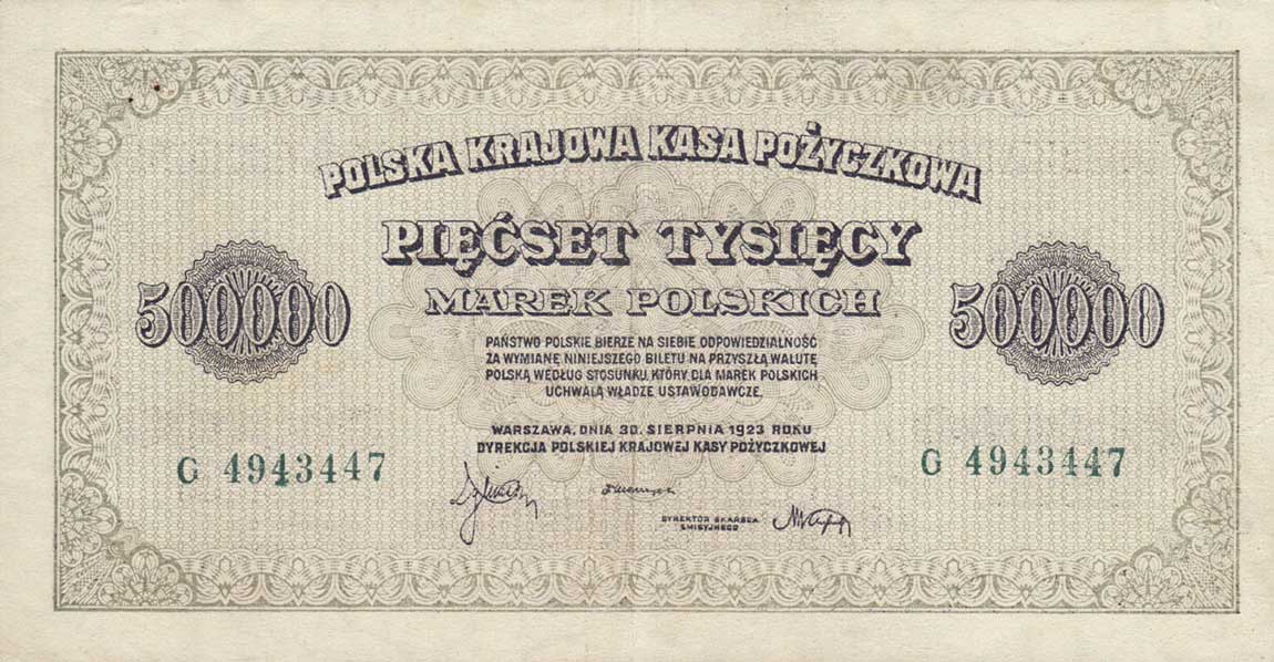 Back of Poland p36: 500000 Marek from 1923