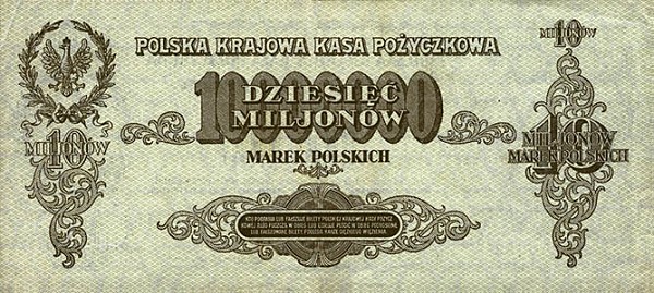 Back of Poland p39a: 10000000 Marek from 1923