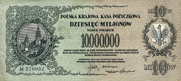 Front of Poland p39a: 10000000 Marek from 1923