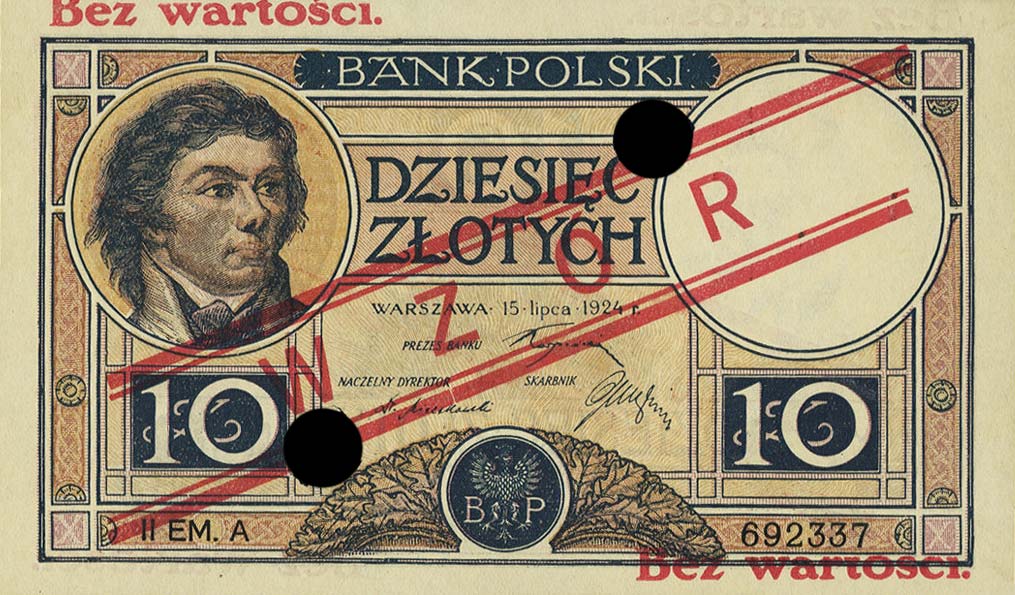 Front of Poland p62s: 10 Zlotych from 1924