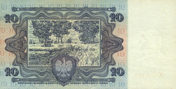 Back of Poland p67: 10 Zlotych from 1928
