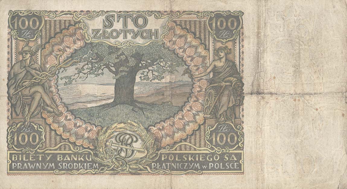 Back of Poland p74a: 100 Zlotych from 1932