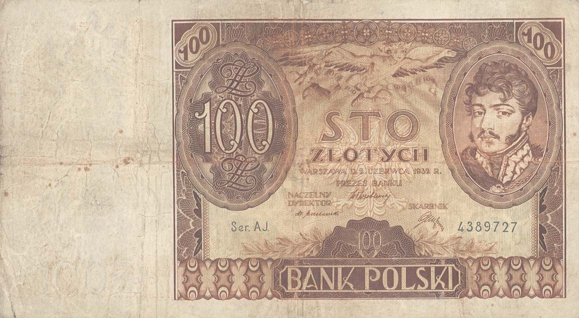 Front of Poland p74a: 100 Zlotych from 1932