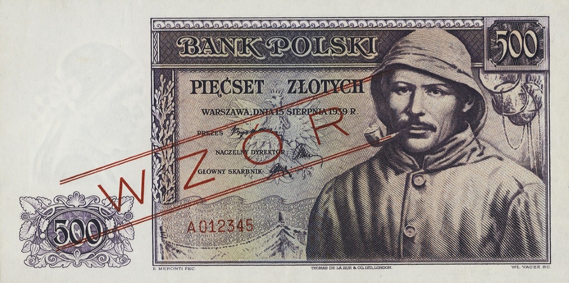 Front of Poland p86s: 500 Zlotych from 1939