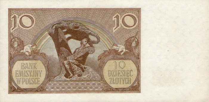 Back of Poland p94: 10 Zlotych from 1940
