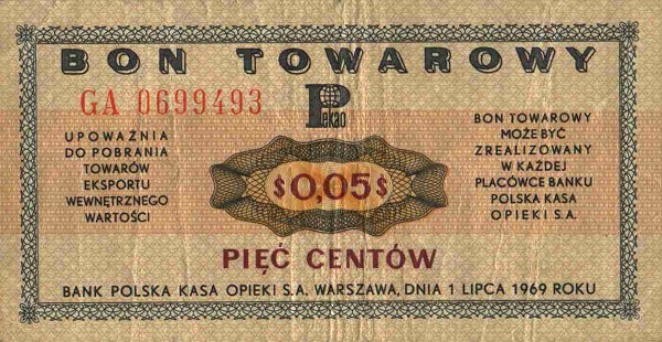 Front of Poland pFX23: 5 Cents from 1969
