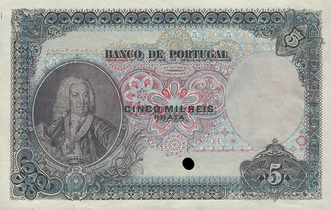 Front of Portugal p104p: 5 Mil Reis from 1906