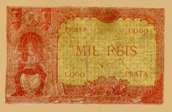 Back of Portugal p106: 1 Mil Reis from 1917