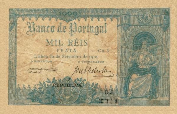 Front of Portugal p106: 1 Mil Reis from 1917