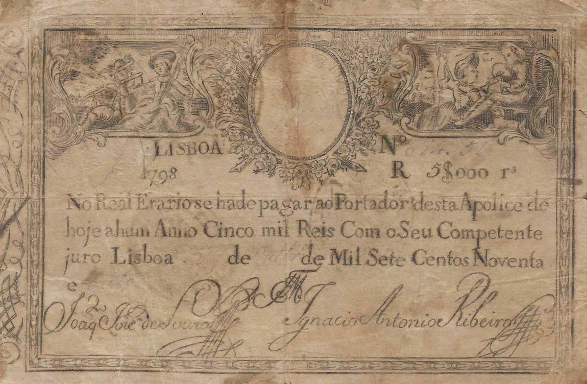 Front of Portugal p10: 5000 Reis from 1799