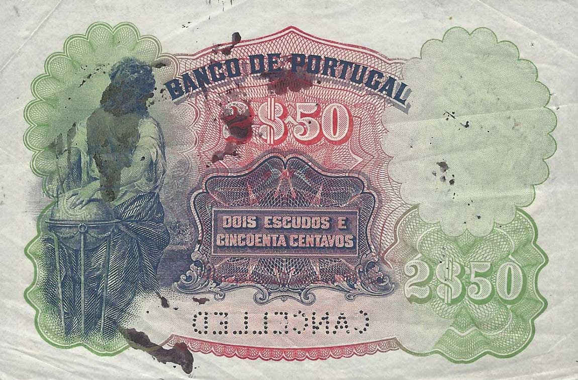 Back of Portugal p119s: 2.5 Escudos from 1920