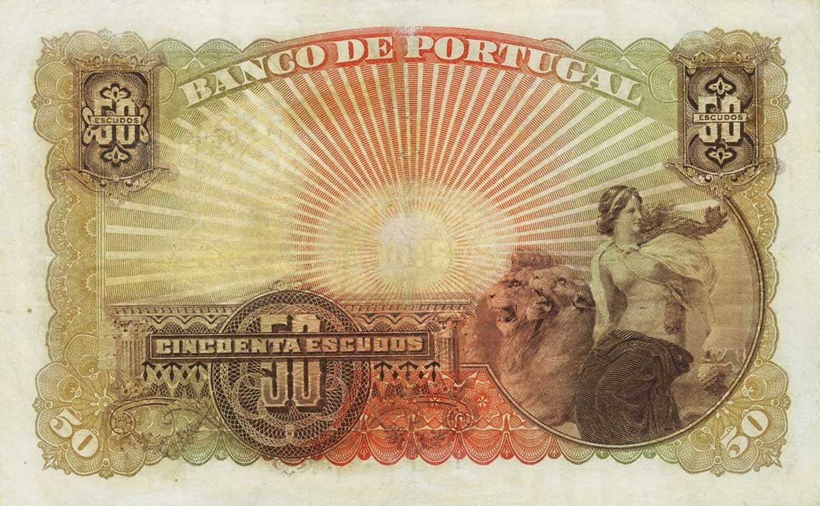 Back of Portugal p128a: 50 Escudos from 1922