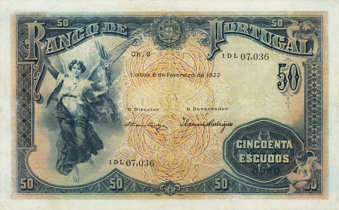 Front of Portugal p128a: 50 Escudos from 1922