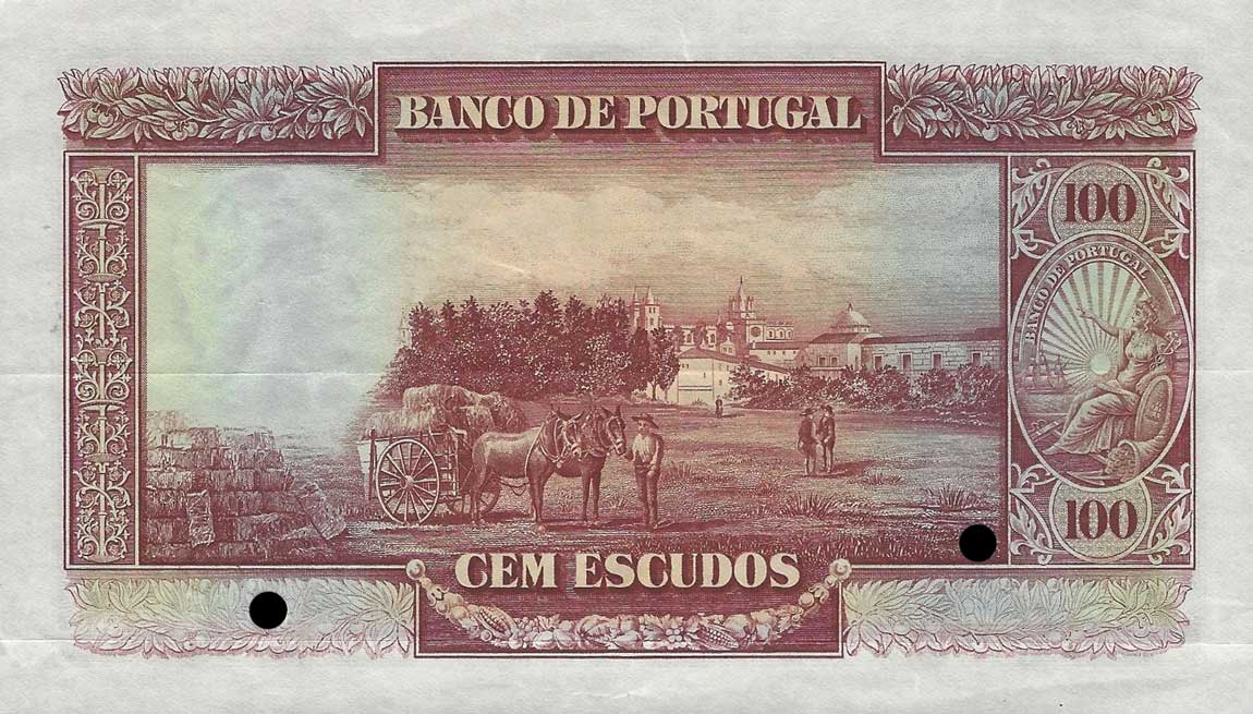 Back of Portugal p140p: 100 Escudos from 1928