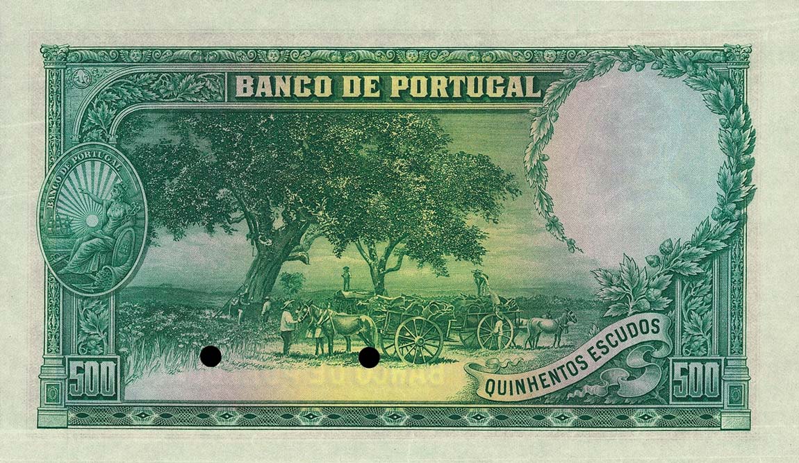 Back of Portugal p141p: 500 Escudos from 1928