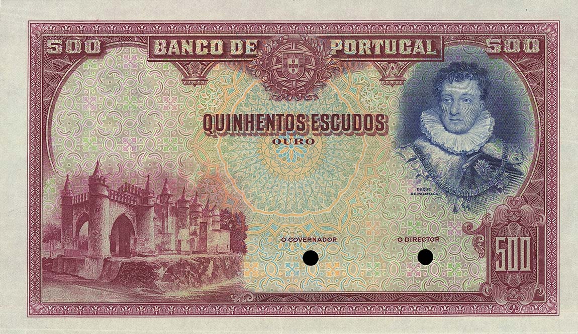 Front of Portugal p141p: 500 Escudos from 1928