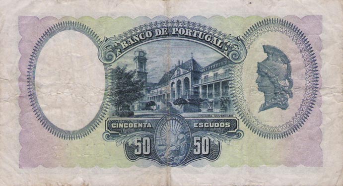 Back of Portugal p144a: 50 Escudos from 1929