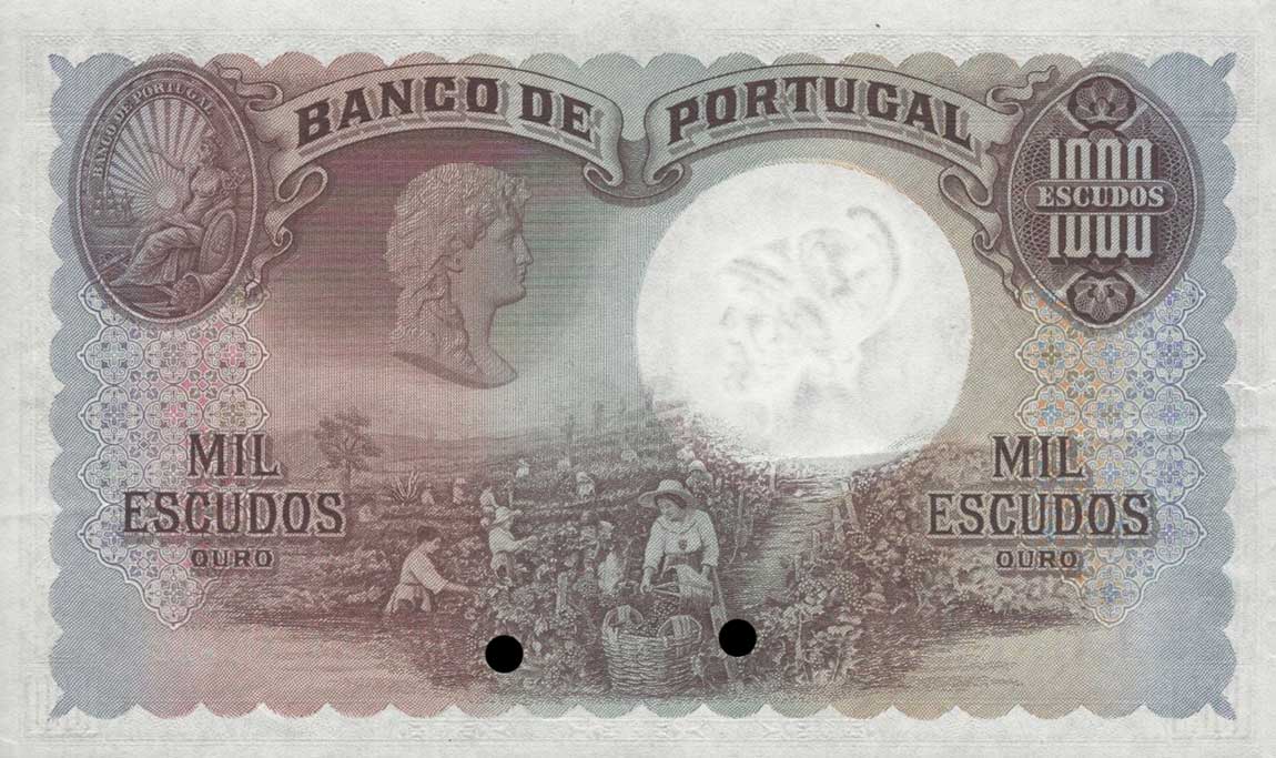 Back of Portugal p145p: 1000 Escudos from 1929