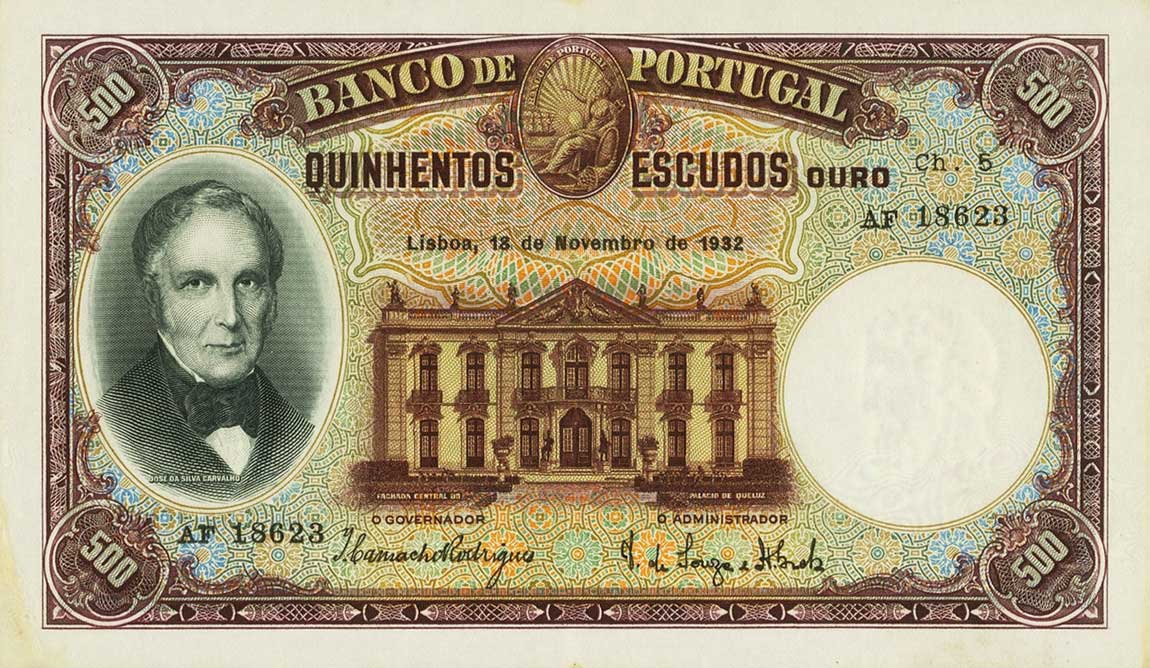 Front of Portugal p147: 500 Escudos from 1932