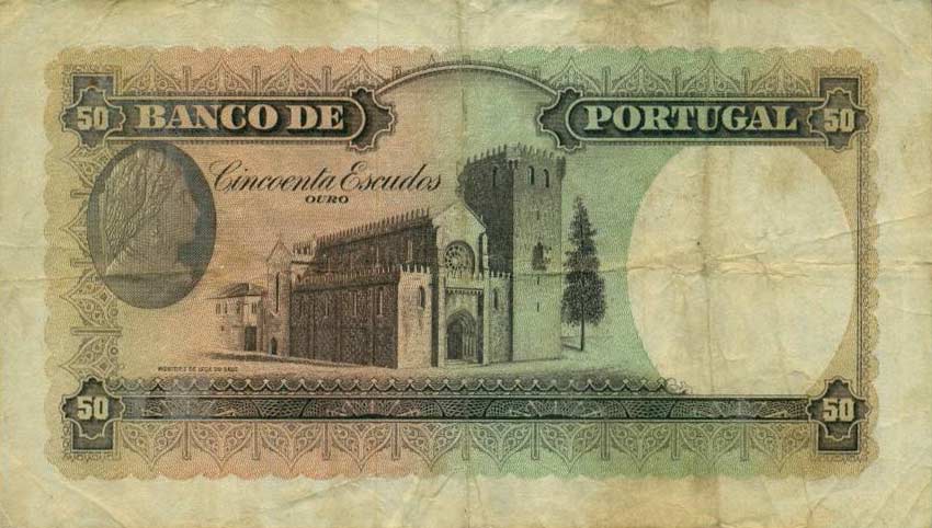 Back of Portugal p154a: 50 Escudos from 1941