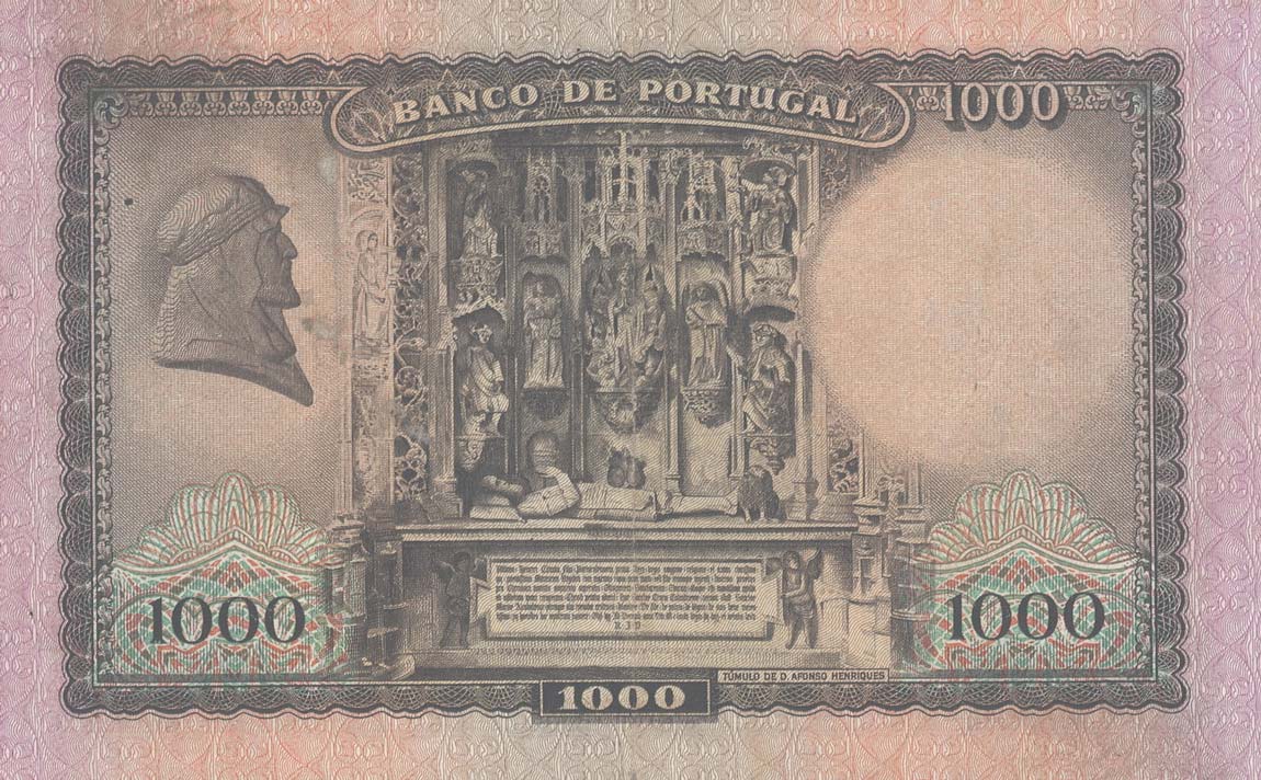 Back of Portugal p156a: 1000 Escudos from 1942