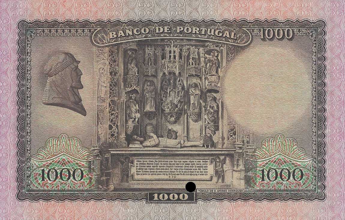 Back of Portugal p156p: 1000 Escudos from 1942