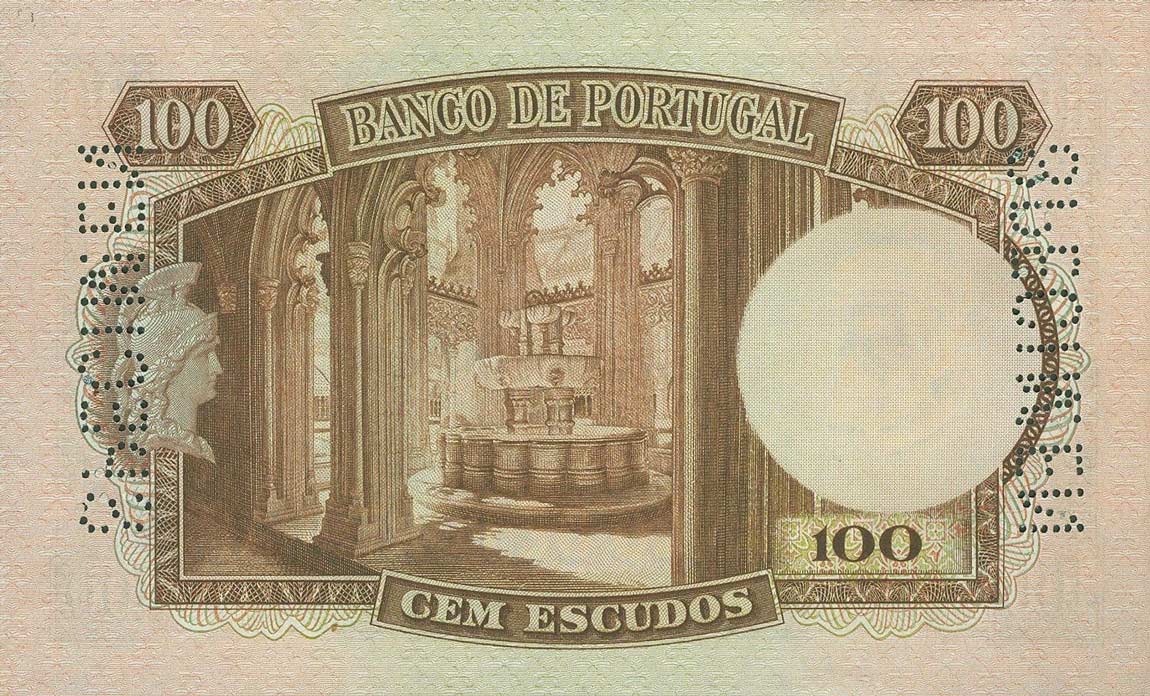 Back of Portugal p159s: 100 Escudos from 1947