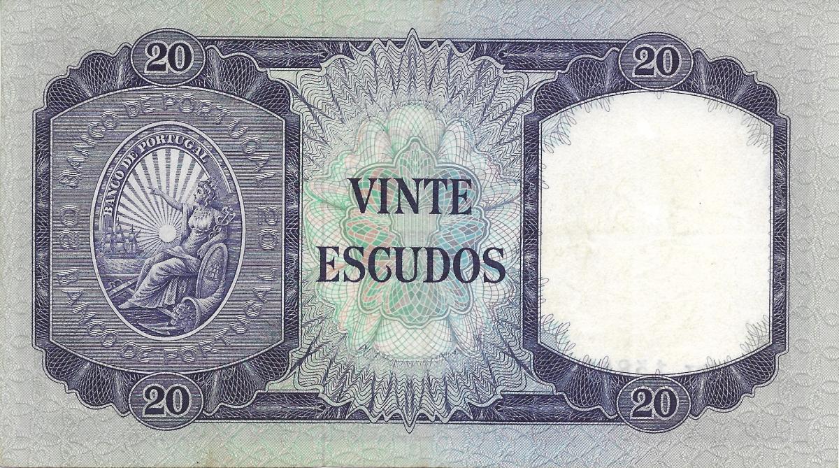 Back of Portugal p163a: 20 Escudos from 1960