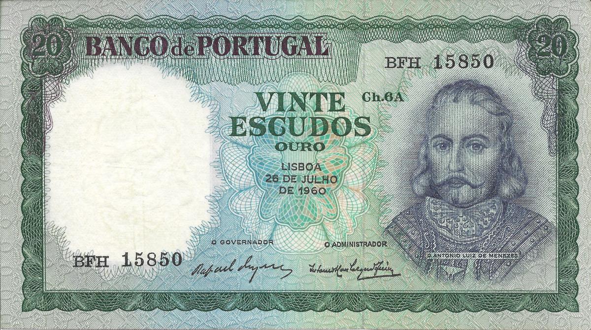 Front of Portugal p163a: 20 Escudos from 1960
