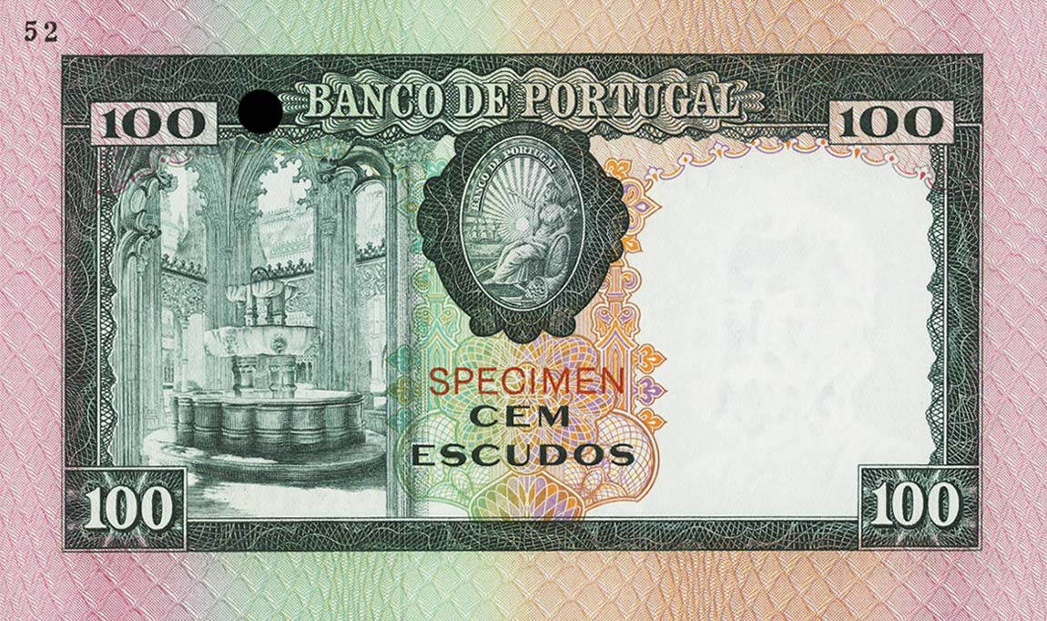 Back of Portugal p165ct: 100 Escudos from 1961