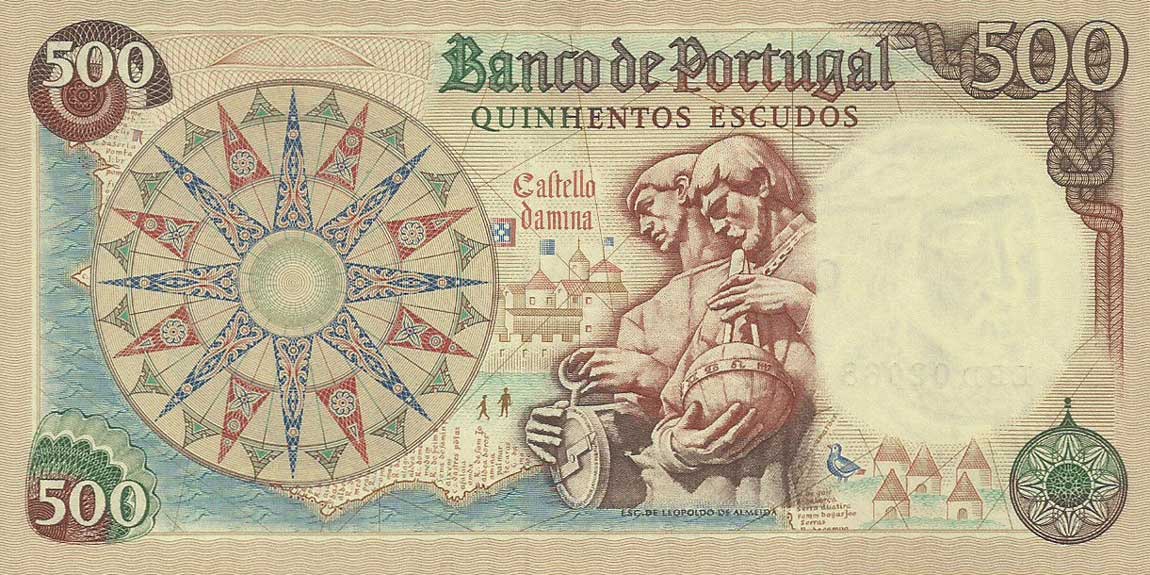 Back of Portugal p170a: 500 Escudos from 1966