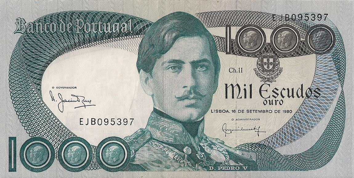 Front of Portugal p175b: 1000 Escudos from 1980